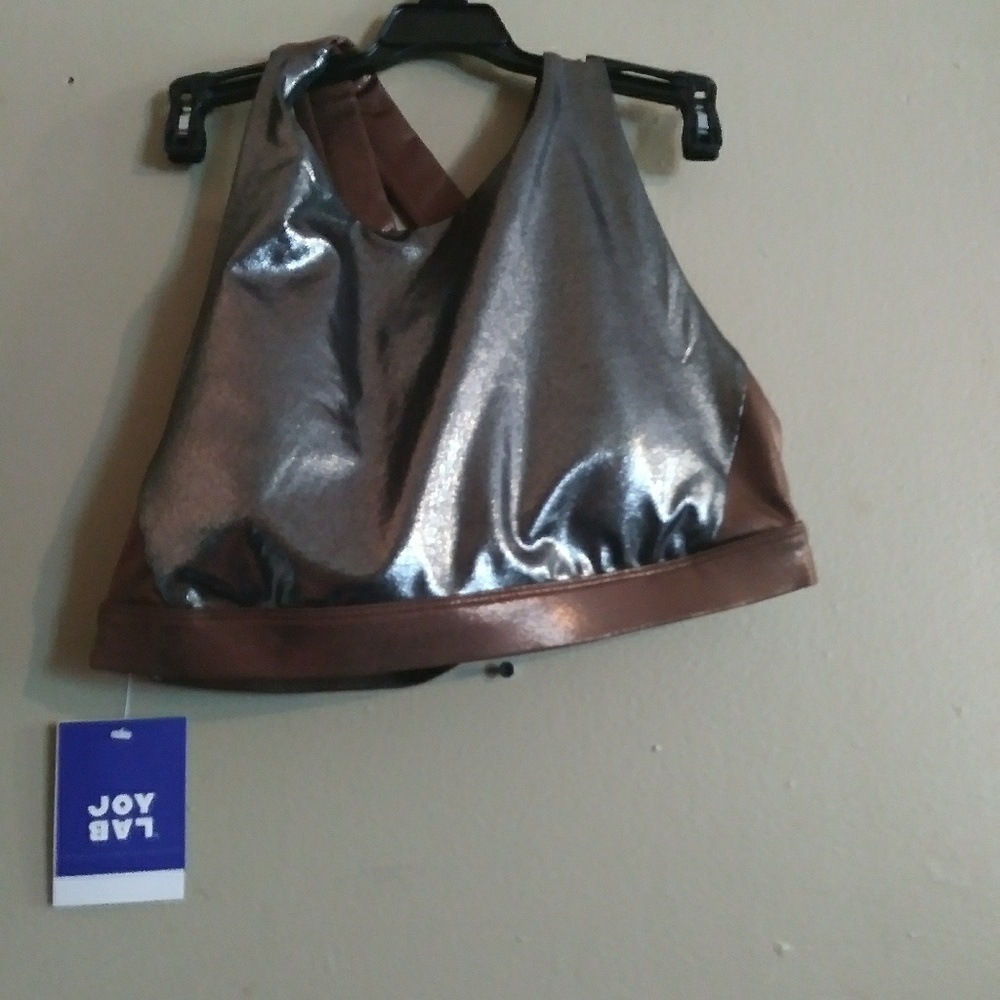 Sports bra workout top by lab joy cooper/sliver